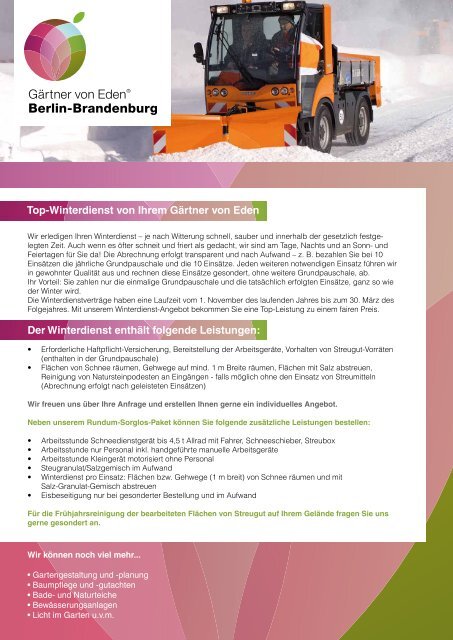 TOP-Winterdienst - Flyer - Gärtner von Eden Berlin