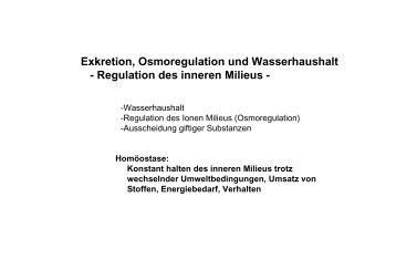 Exkretion, Osmoregulation und Wasserhaushalt - Institut für Biologie ...