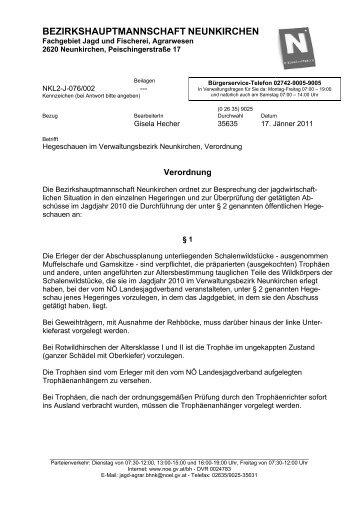 BEZIRKSHAUPTMANNSCHAFT NEUNKIRCHEN - Marktgemeinde ...