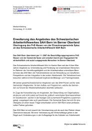 SAH Bern erweitert sein Angebot - Schweizerisches Arbeiterhilfswerk