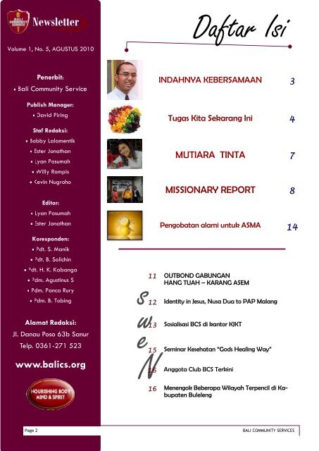 VOLUME 1, NO. 6, AGUSTUS 2010 - Bali Community Services