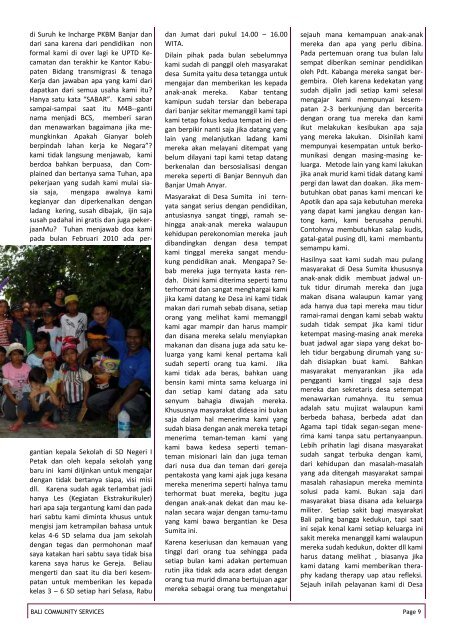 VOLUME 1, NO. 6, AGUSTUS 2010 - Bali Community Services