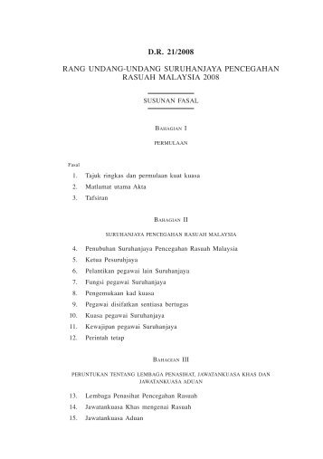 Suruhanjaya Pencegahan Rasuah Malaysia 1 D.R. 21/2008 RANG ...