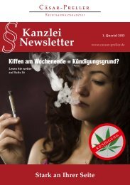 Kanzlei Newsletter - Rechtsanwaltskanzlei Cäsar-Preller