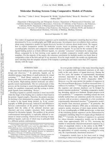 Molecular Docking Screens Using Comparative ... - Andrej Sali Lab