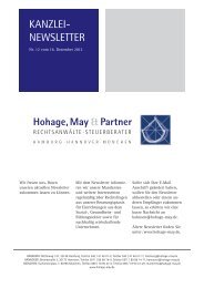 Kanzlei- newsletter - Hohage, May und Partner