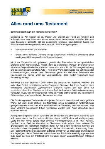 Alles rund ums Testament - Freizeitfreunde