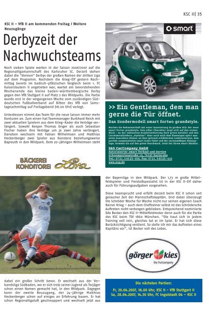 Saison 2006/07, Ausgabe 6/2007, 15. April - Karlsruher SC