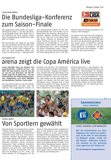 Saison 2006/07, Ausgabe 6/2007, 15. April - Karlsruher SC