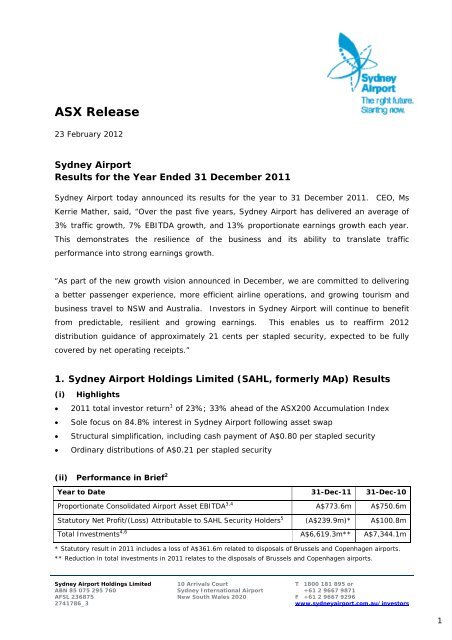 ASX Release - Sydney Airport