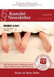 Kanzlei Newsletter - Rechtsanwaltskanzlei Cäsar-Preller