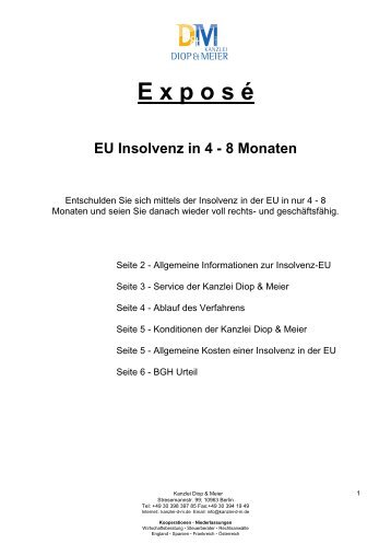 Exposé EU-Insolvenz - Kanzlei DIOP & MEIER