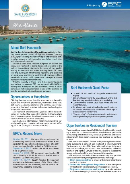 Sahl Hasheesh Fact Sheet and Photo Album - ERC Egypt