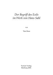 Der Begriff des Exils im Werk von Hans Sahl - Tectum Verlag