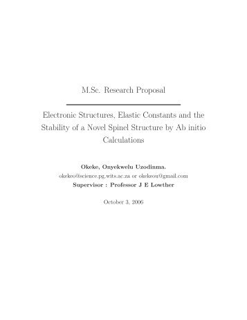 M.Sc. Research Proposal Electronic Structures, Elastic ... - AIMS