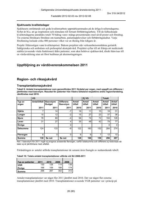 Årsredovisning 2011 - Sahlgrenska Universitetssjukhuset