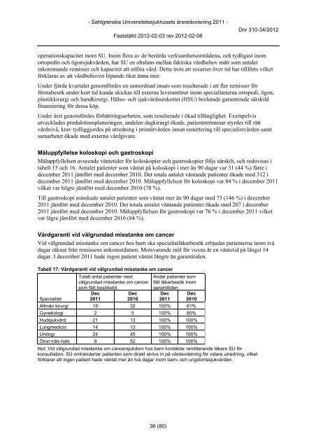 Årsredovisning 2011 - Sahlgrenska Universitetssjukhuset