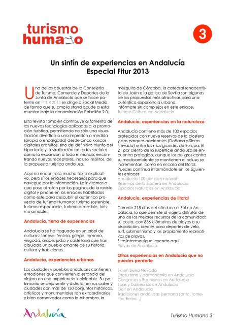 Turismo Humano nº 3. Andalucía, un sinfín de experiencias