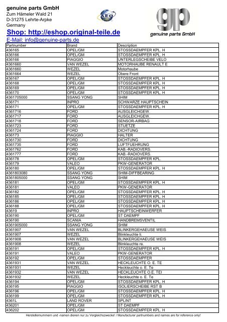 Download-PDF - Original Ersatzteile - genuine spare parts