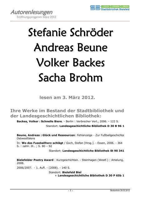 Stefanie Schröder Andreas Beune Volker Backes Sacha Brohm