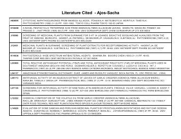 Literature Cited - Ajos-Sacha - Raintree Nutrition, Inc