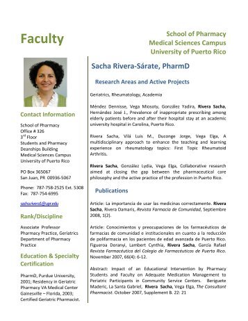 Faculty - School of Pharmacy | University of Puerto Rico ...