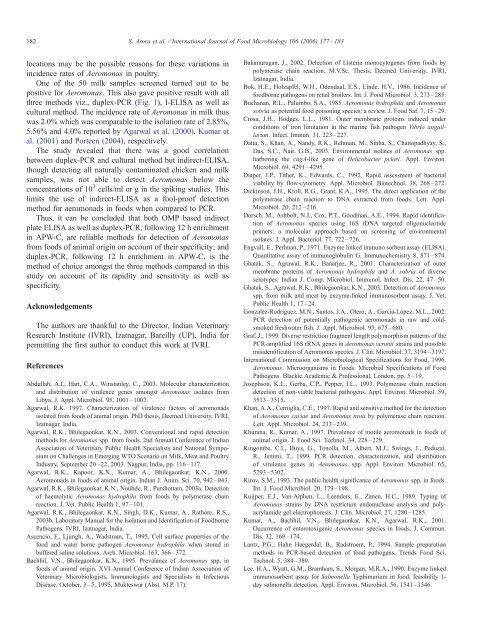 Comparison of ELISA and PCR vis-a`-vis cultural methods for ...