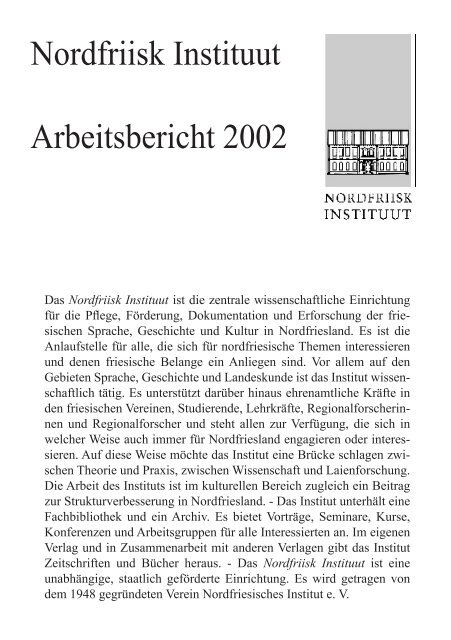 Arbeitsbericht 2002 - Nordfriisk Instituut