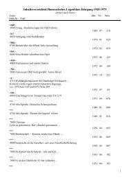 Inhaltsverzeichnis Hanseatisches Logenblatt Jahrgang 1949-1975