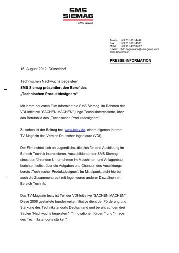 PRESSE-INFORMATION 15. August 2012 ... - SMS Siemag AG