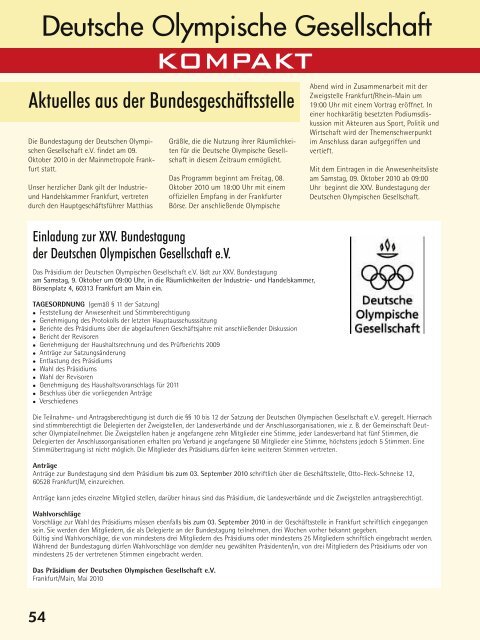 Ausgabe 3/2010 - Deutsche Olympische Gesellschaft