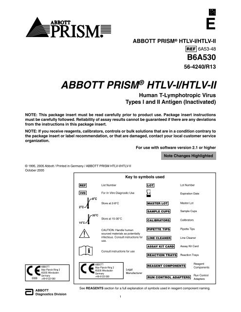 ABBOTT PRISM® HTLV-I/HTLV-II - ILEX Medical Systems