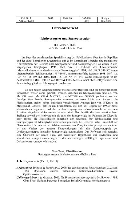 Ichthyosaurier und Sauropterygier - Martin-Luther-Universität Halle ...