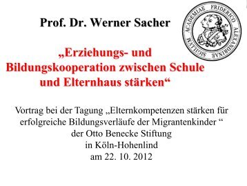 Dr. Werner Sacher - Otto Benecke Stiftung eV