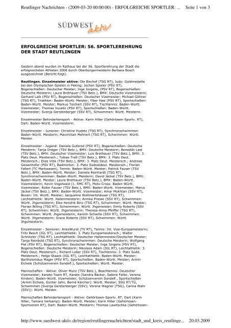 Seite 1 von 3 Reutlinger Nachrichten - (2009-03-20 00:00:00 ...
