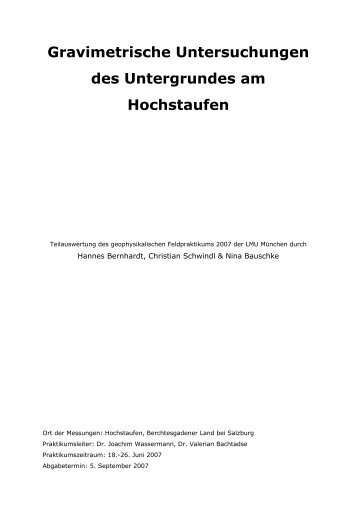 Gravimetrische Untersuchungen des Untergrundes am  ... - LMU