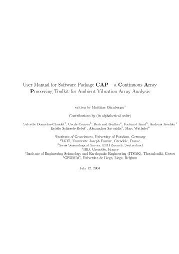 User Manual for Software Package CAP â a Continuous Array ...