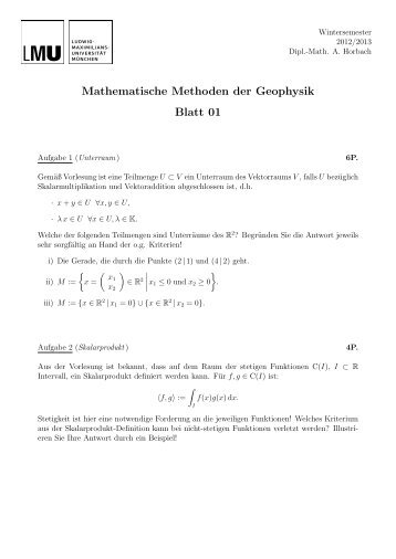 Mathematische Methoden der Geophysik Blatt 01