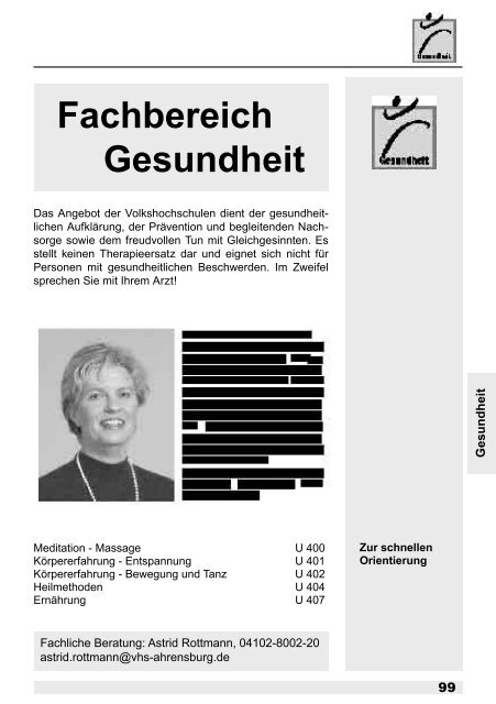 Fachbereich Gesundheit - VHS Ahrensburg