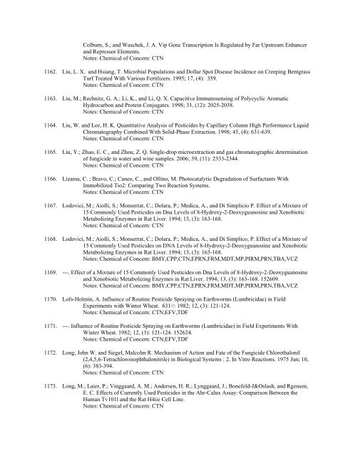 APPENDIX H - Bibiliography of ECOTOX Open Literature - US ...