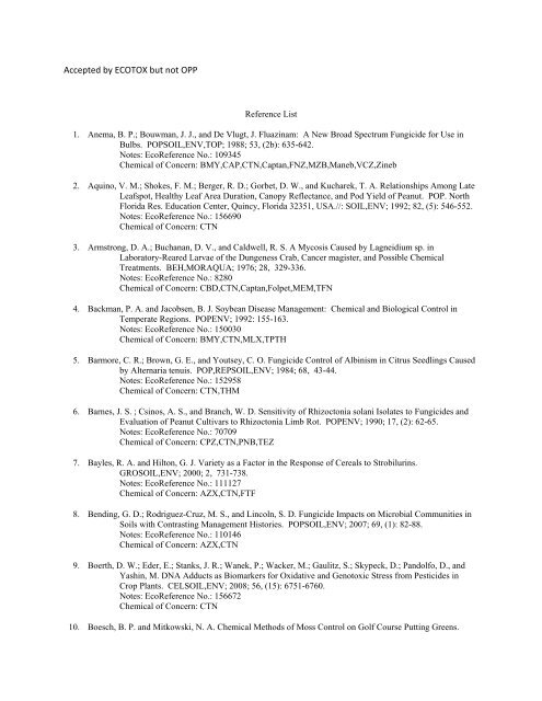 APPENDIX H - Bibiliography of ECOTOX Open Literature - US ...