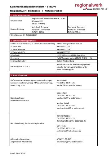 Kommunikationsdatenblatt - STROM Regionalwerk Bodensee ...