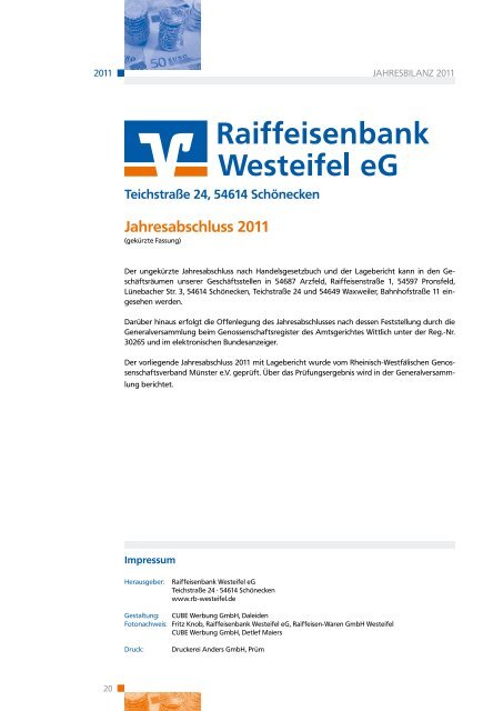 Jahres bericht - Raiffeisenbank Westeifel eG