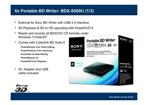 6x Portable BD Writer: BDX-S500U (1/3) - Sony Optiarc