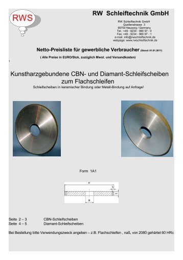 RW Schleiftechnik GmbH Kunstharzgebundene CBN- und Diamant ...