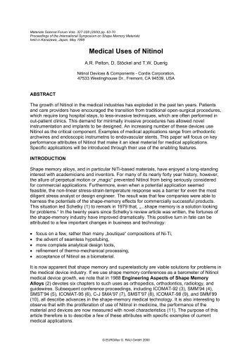 Medical Uses of Nitinol - EUROFLEX GmbH