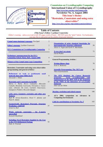 IUCr Computing Commission Newsletter - International Union of ...