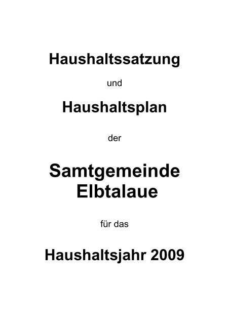 Haushaltspläne der Samtgemeinde Elbtalaue - komplett