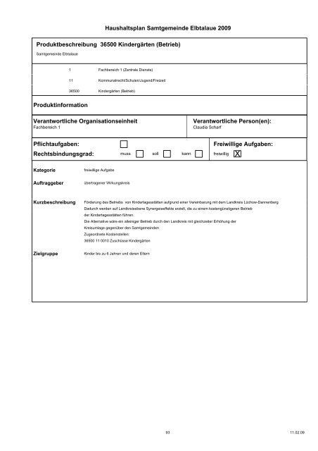 Haushaltspläne der Samtgemeinde Elbtalaue - komplett