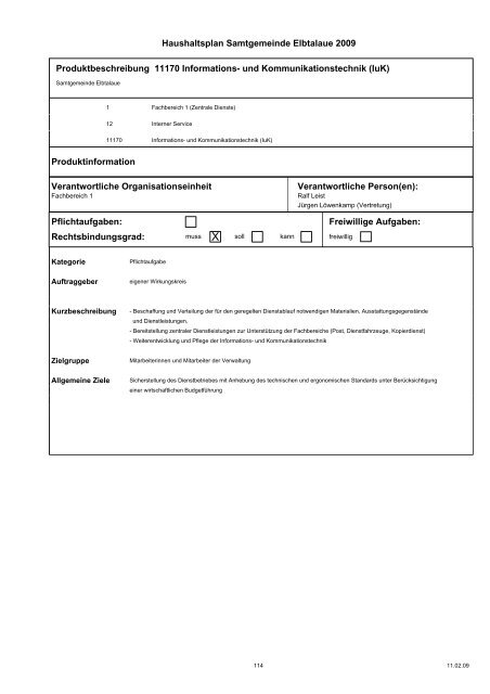 Haushaltspläne der Samtgemeinde Elbtalaue - komplett